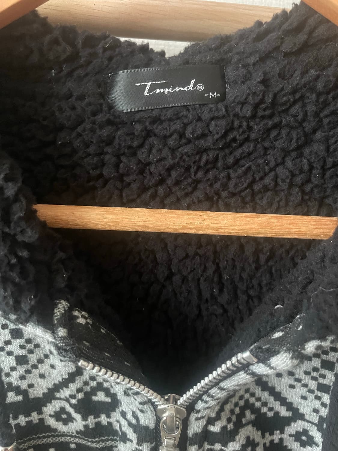 빈티지 노르딕 양털 후드집업🖤🩶 상품이미지2