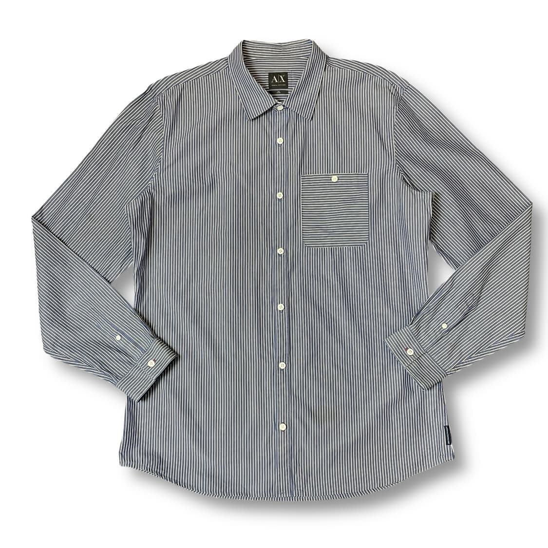 아르마니 익스체인지 스트라이프 슬림 원포켓 긴팔 셔츠 상품이미지1