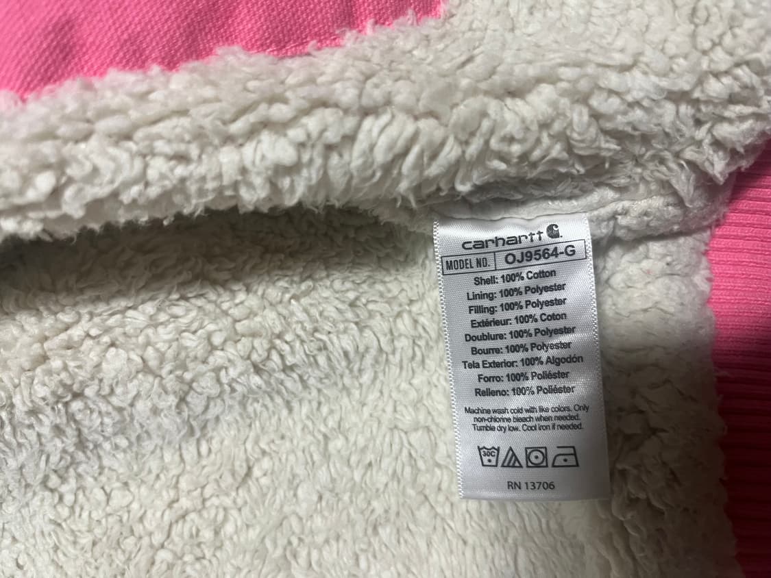 빈티지 칼하트 후드워크자켓 베이비핑크 상품이미지3