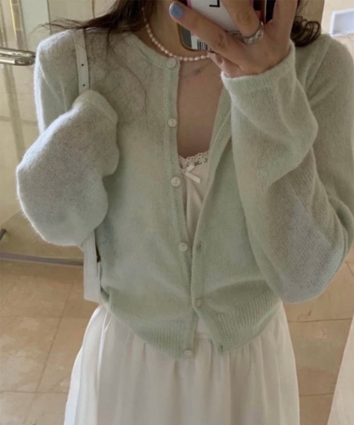 프리티영띵 베이비알파카 가디건 라이트민트 상품이미지1