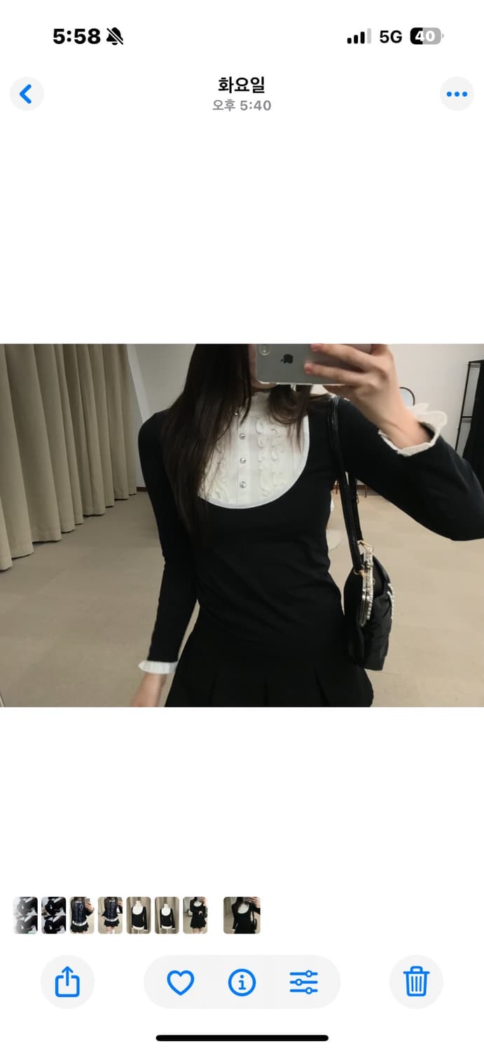 Black white-collar long-sleeve tee 상품이미지4