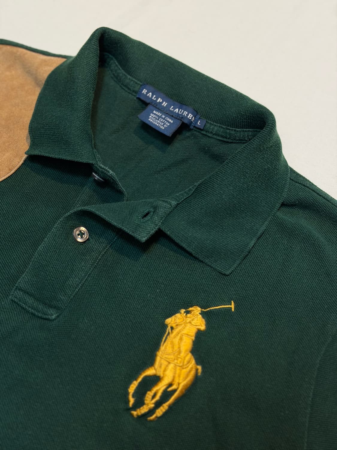 폴로 랄프로렌 스웨이드 건패치 빅포니 카라티 그린 상품이미지2