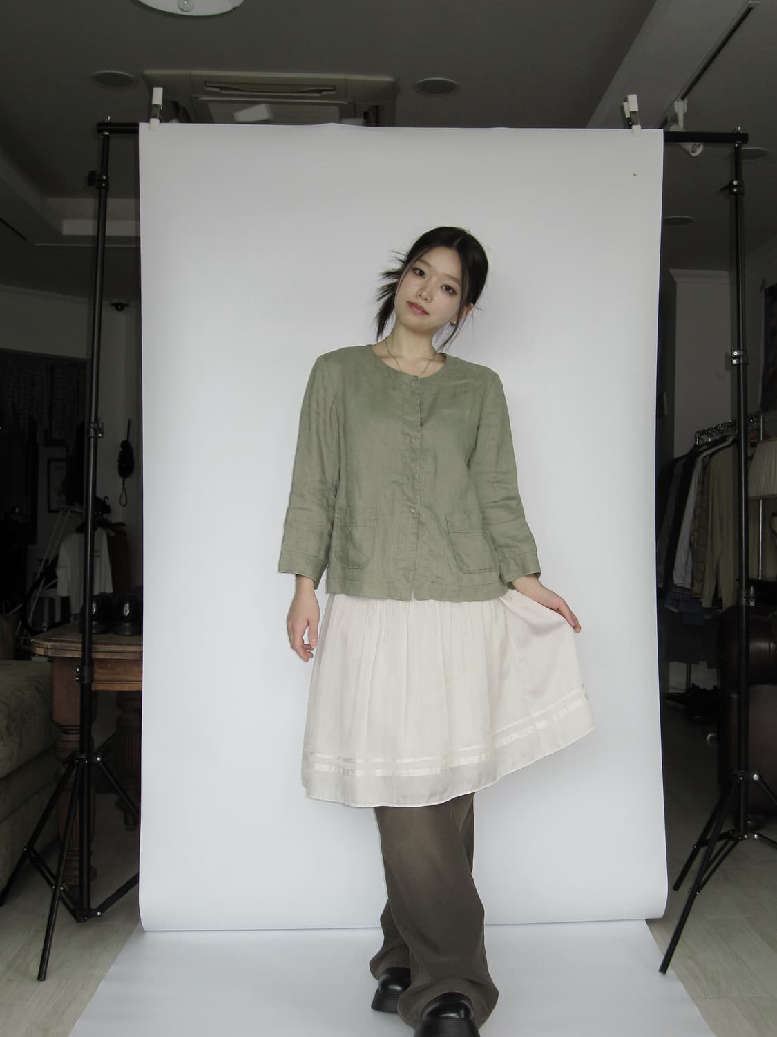 화이트 레이어드 스커트  상품이미지5