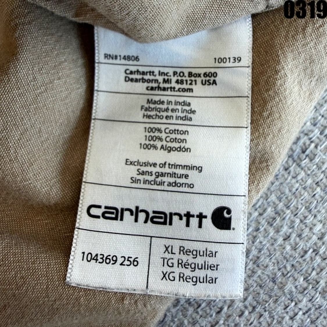 칼하트 오리지널 핏 반팔 셔츠 XL 0319  상품이미지5
