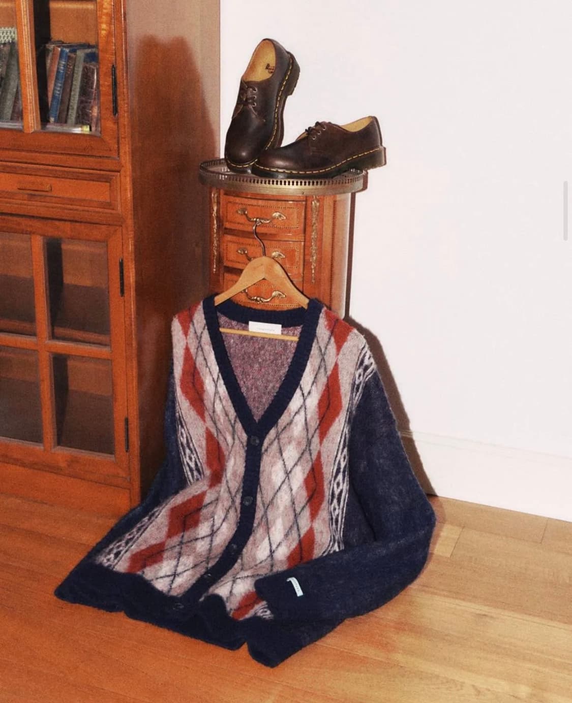 인스턴트펑크) 아가일 모헤어 니트 가디건 A급 상품이미지2