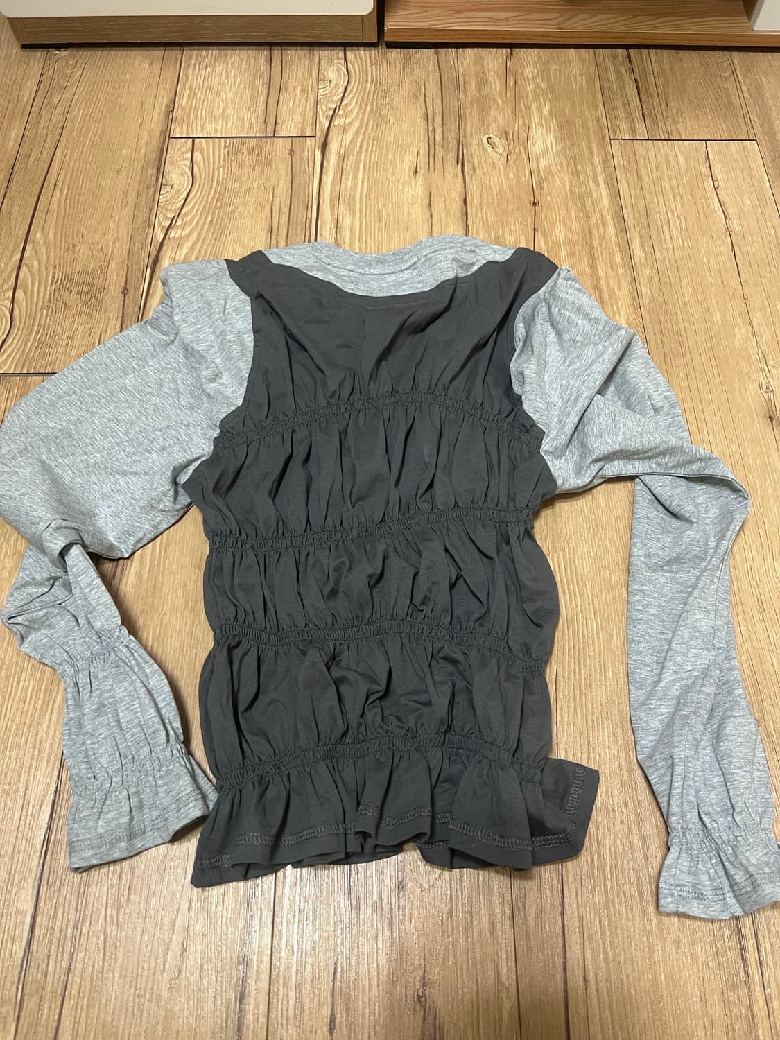 파르티멘토 우먼 올인원 스모크드 롱슬리브 탑_멜란지 상품이미지5