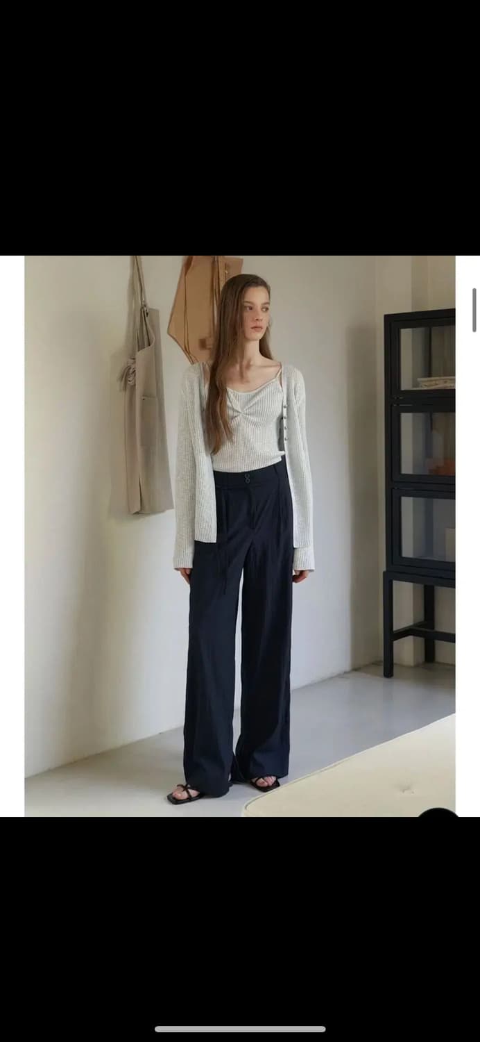 아티드 믹스 니트 가디건 셋업 블루 상품이미지1