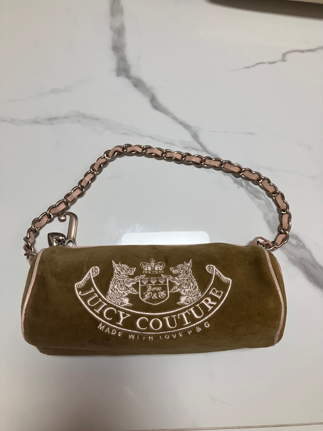 y2k 쥬시 꾸뛰르 배럴백 카키 브라운 & 베이비핑크 상품이미지1