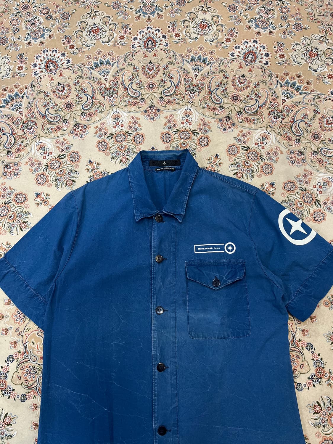 스톤아일랜드 00s 데님 워시드 워크 셔츠 반팔 상품이미지2