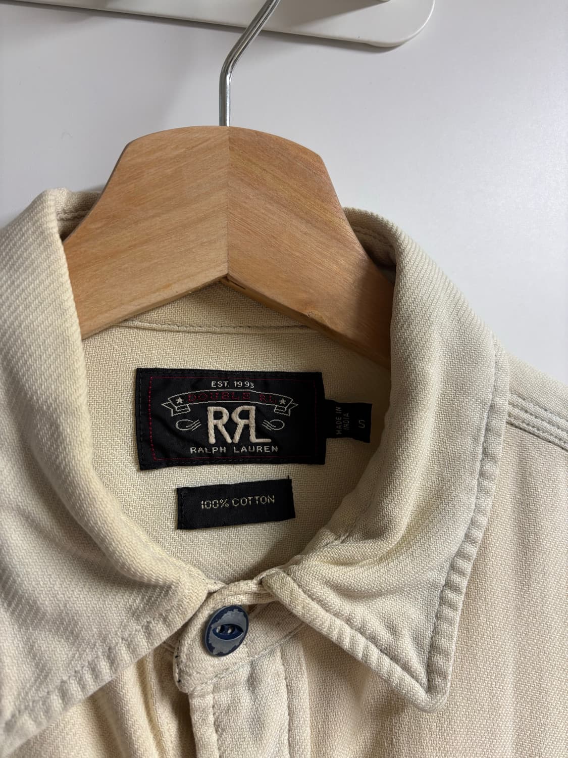 [S] RRL 빈티지코튼 데님셔츠 오프화이트 인디고 상품이미지4