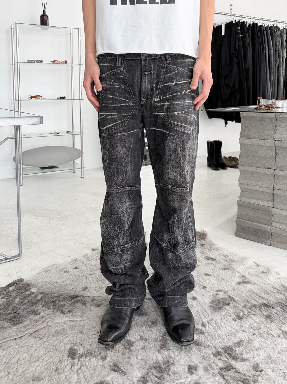 2000‘s 저버드 크랙 워시드 데님 팬츠 상품이미지1
