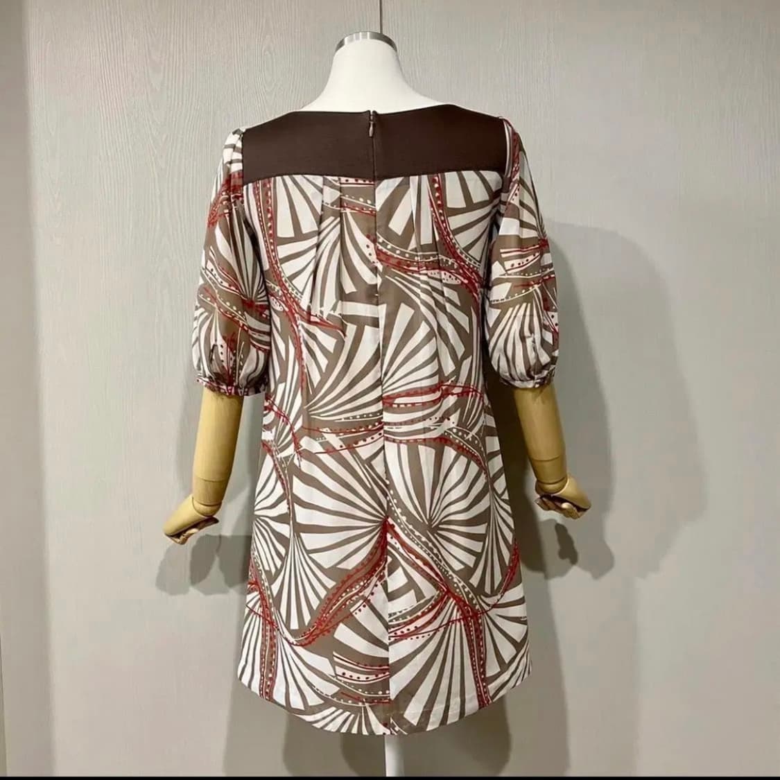 44-55 | 유니크한 배색 패턴 퍼프 원피스 상품이미지2