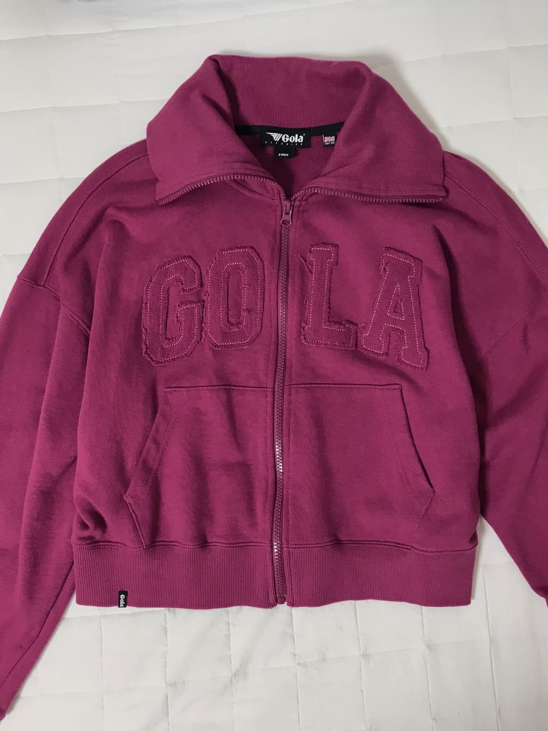 GOLA 로고 세미크롭 져지 카라집업 자주색 상품이미지1