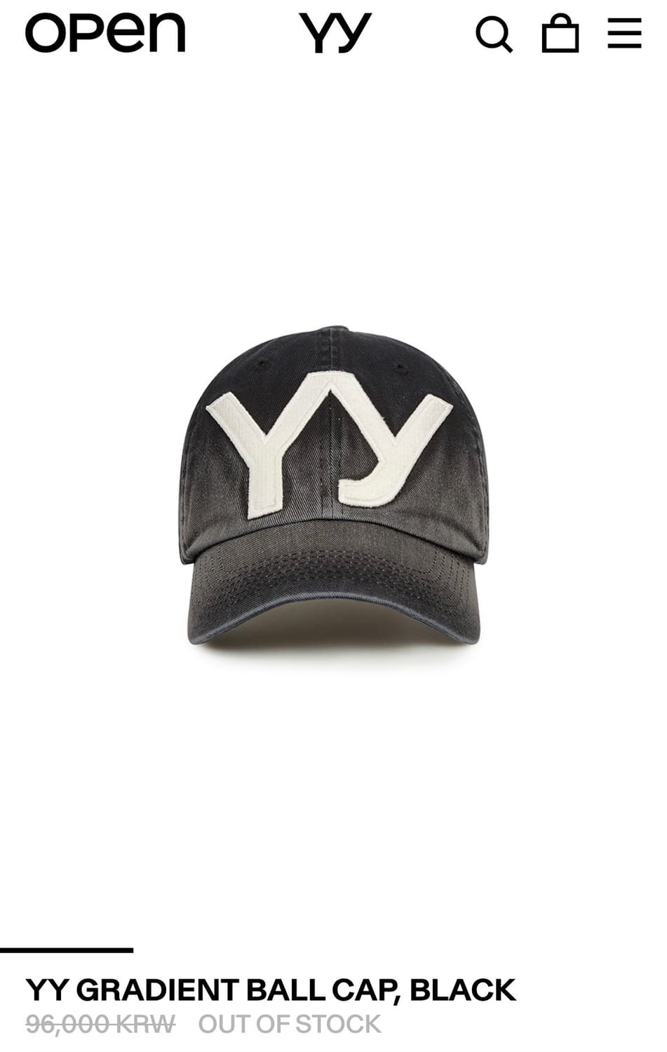 오픈와이와이볼캡OPEN YY GRADIENT BALL CAP, BLACK 상품이미지3