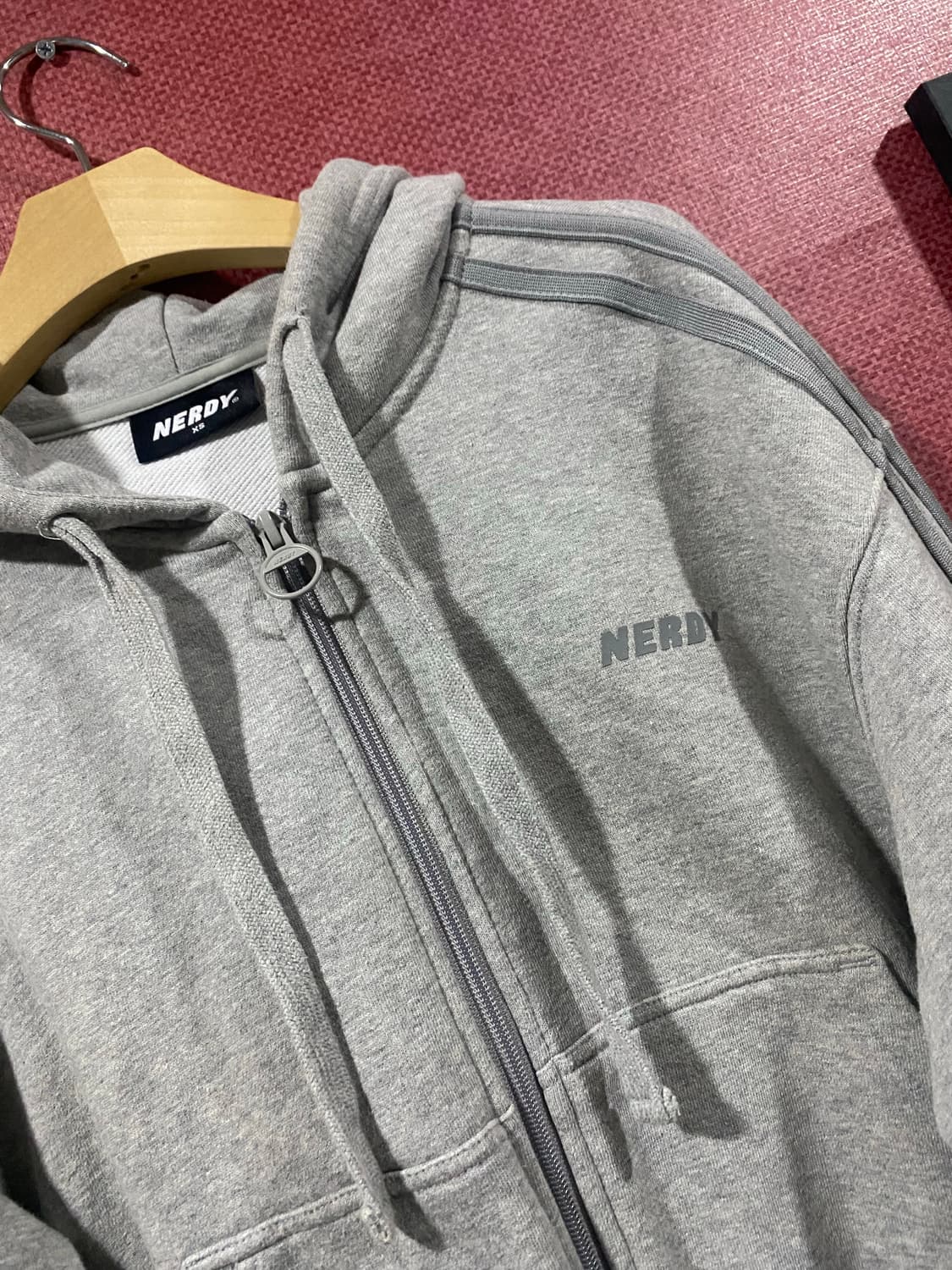 널디 크롭 후드집업 XS 멜란지 그레이 상품이미지2