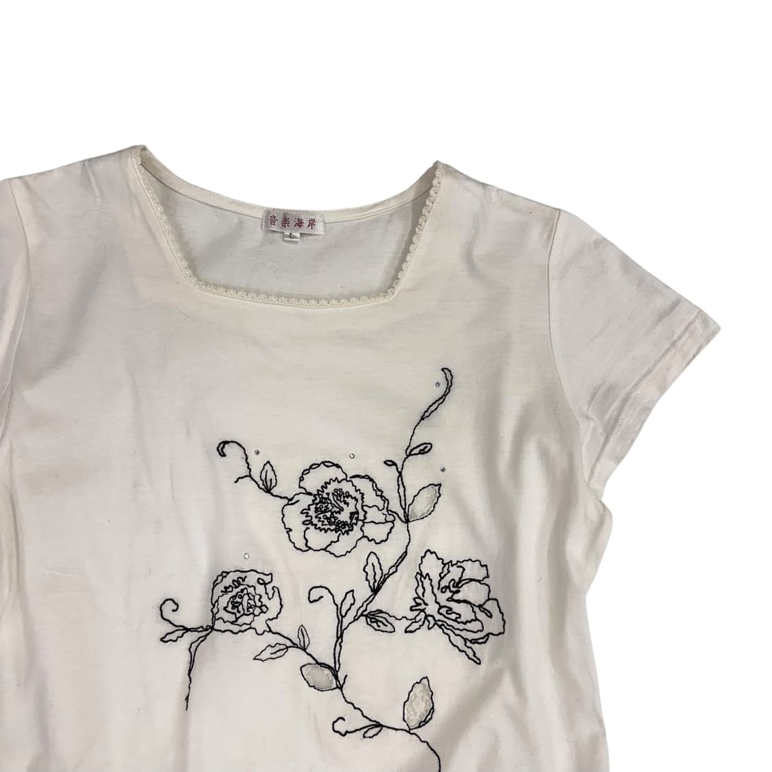 Flower Embroidery White T Shirt 상품이미지4