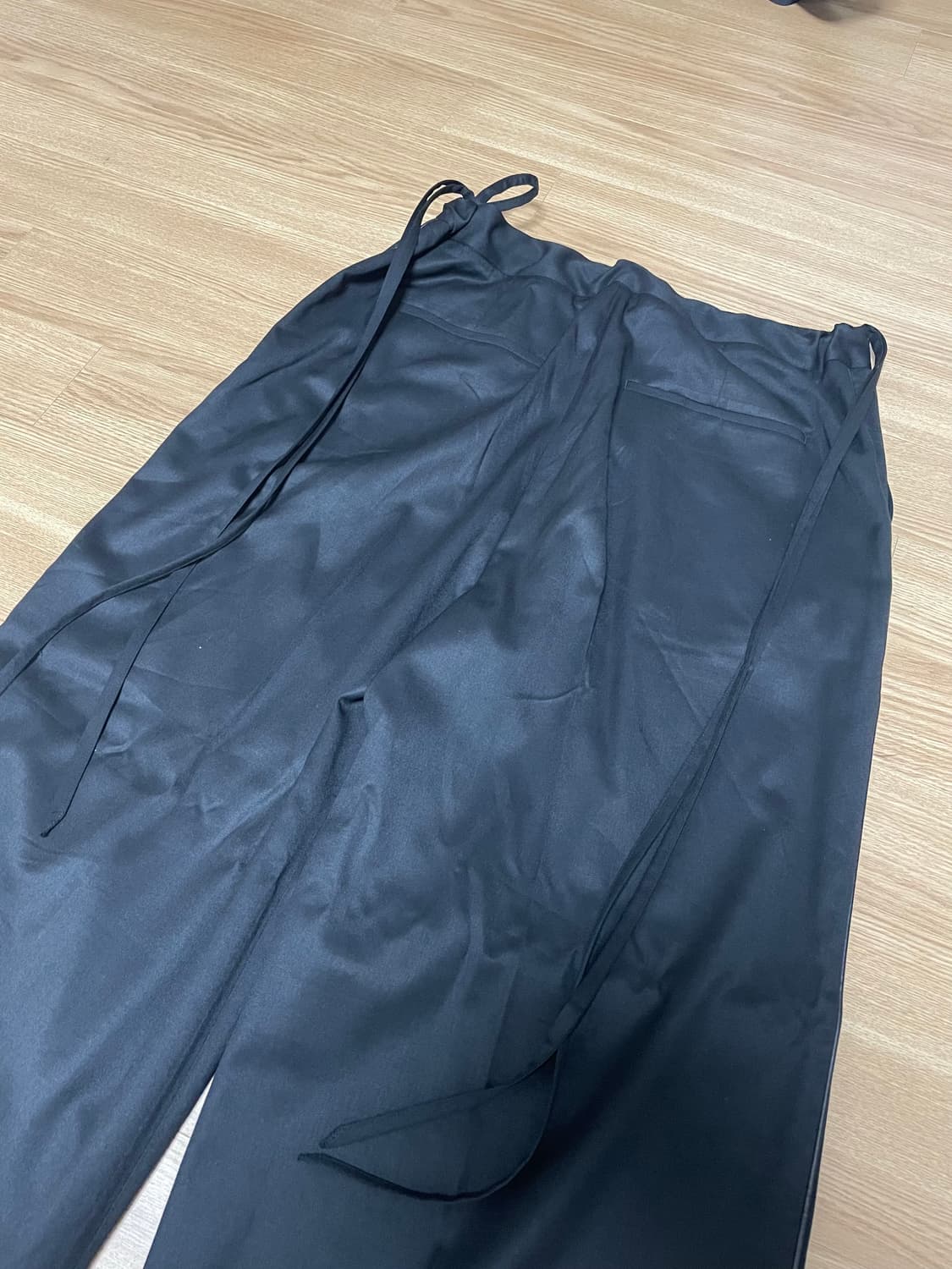 [L] 유스 String Wide Pants - Black 상품이미지2