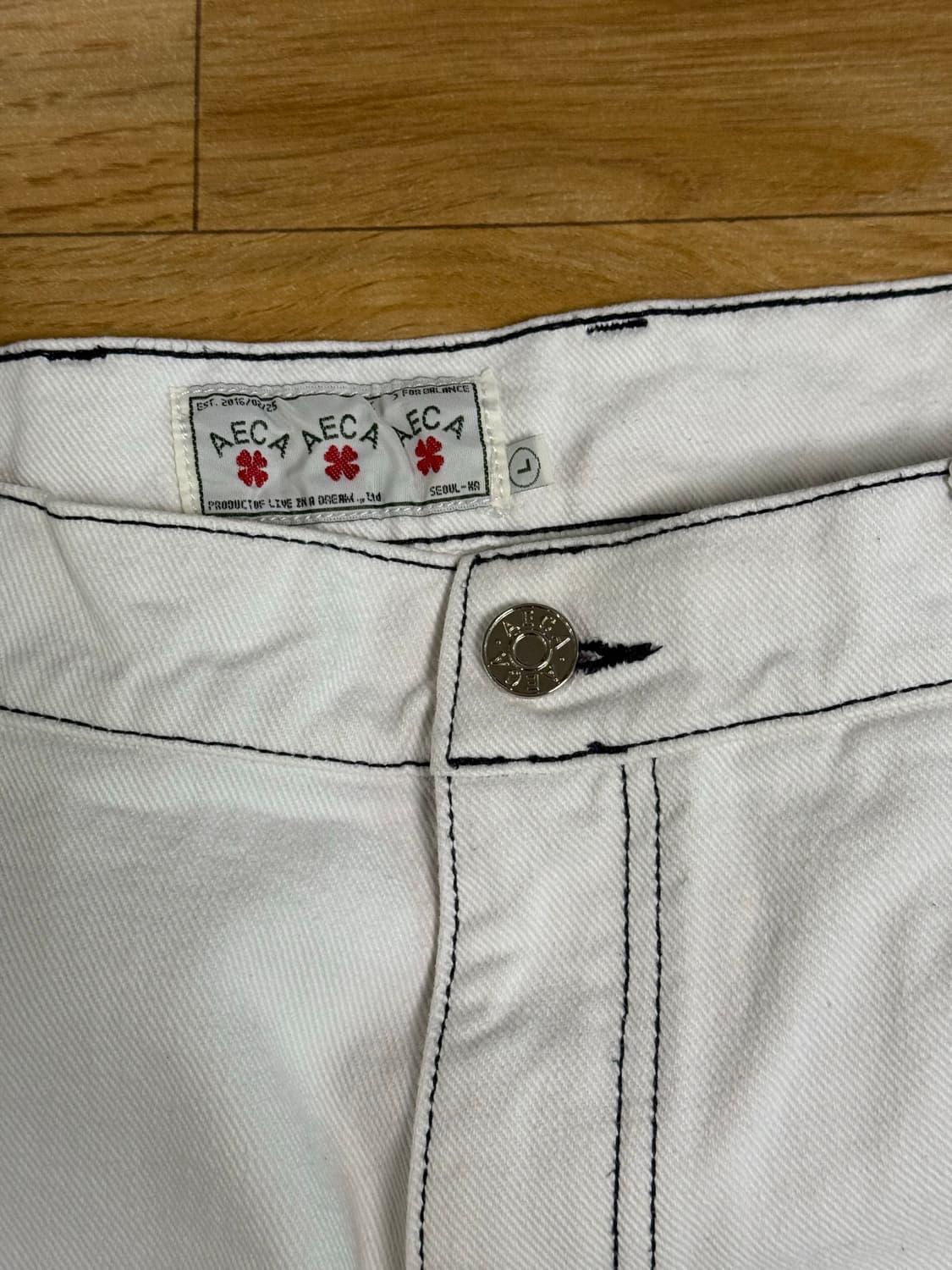 에이카 화이트 더블니 데님팬츠 상품이미지4