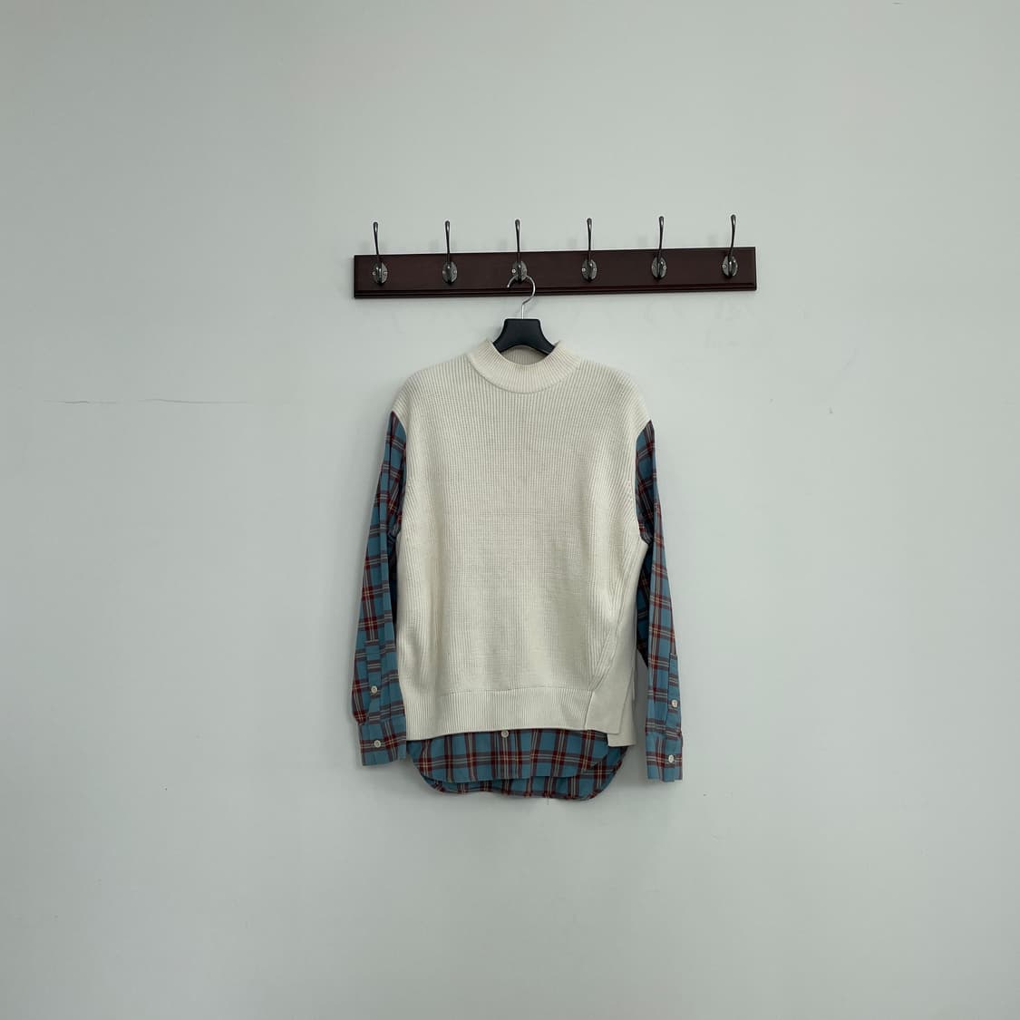 솔리드옴므 니트 베스트 레이어링 오버핏 체크 셔츠 상품이미지1