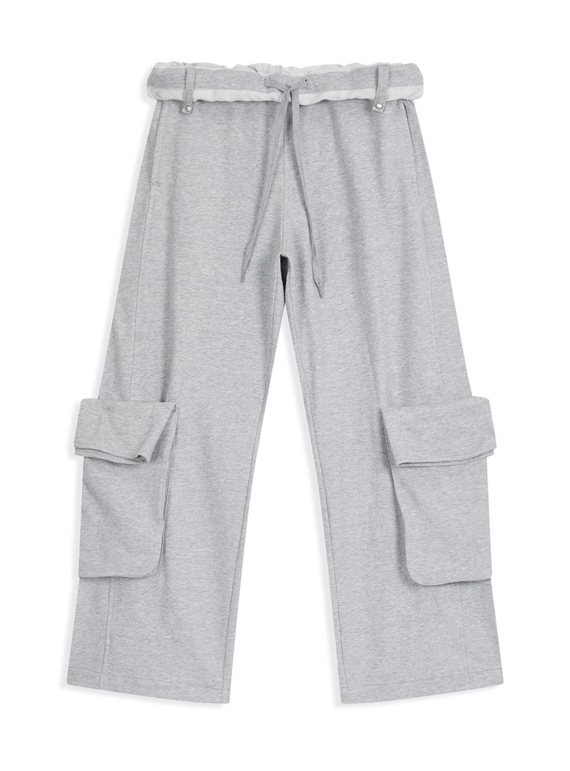 ROLLED WAIST SWEAT CARGO PANTS, GRAY 상품이미지1