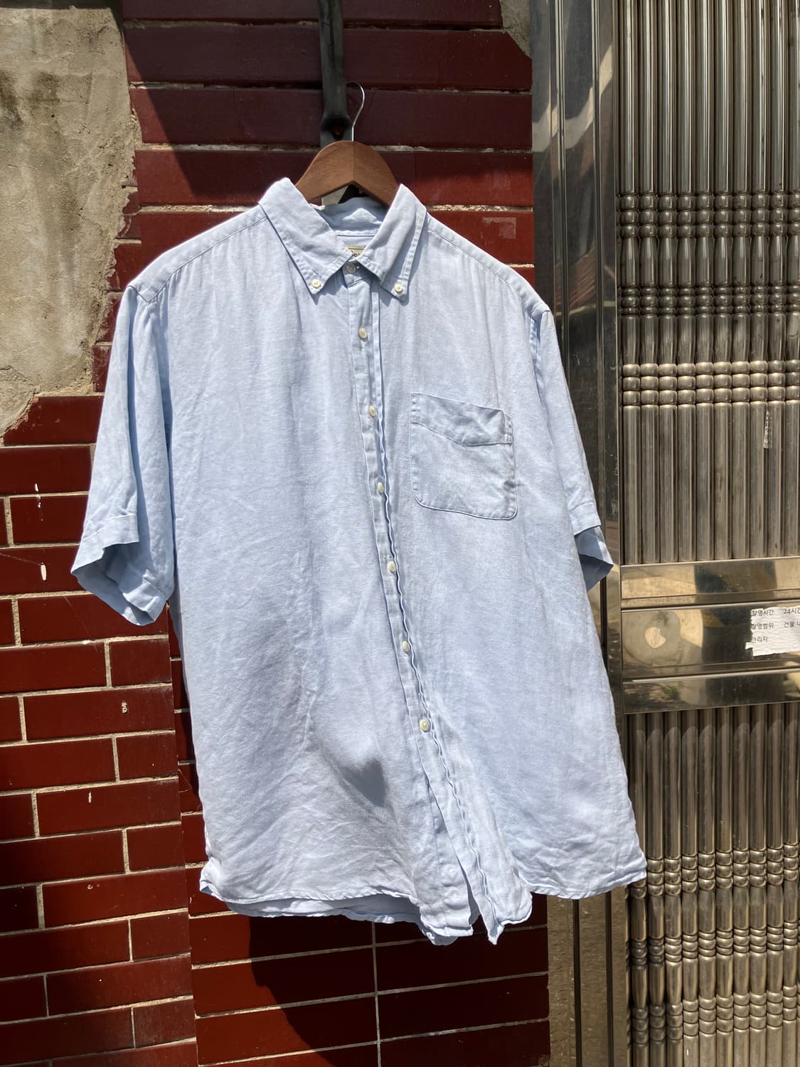 L.L.Bean 라이트 블루 옥스포드 반팔 셔츠 L 상품이미지4