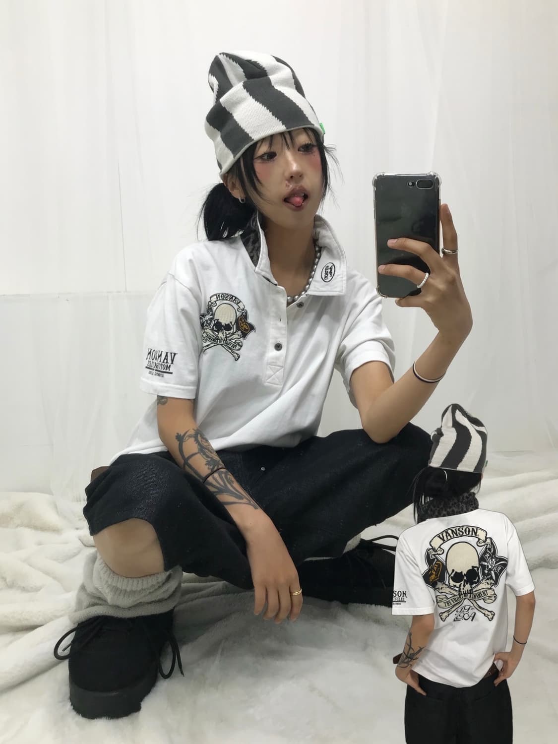 ☠️ 밴슨 스컬 자수패치 피케 반팔 티셔츠 ☠️ 상품이미지1