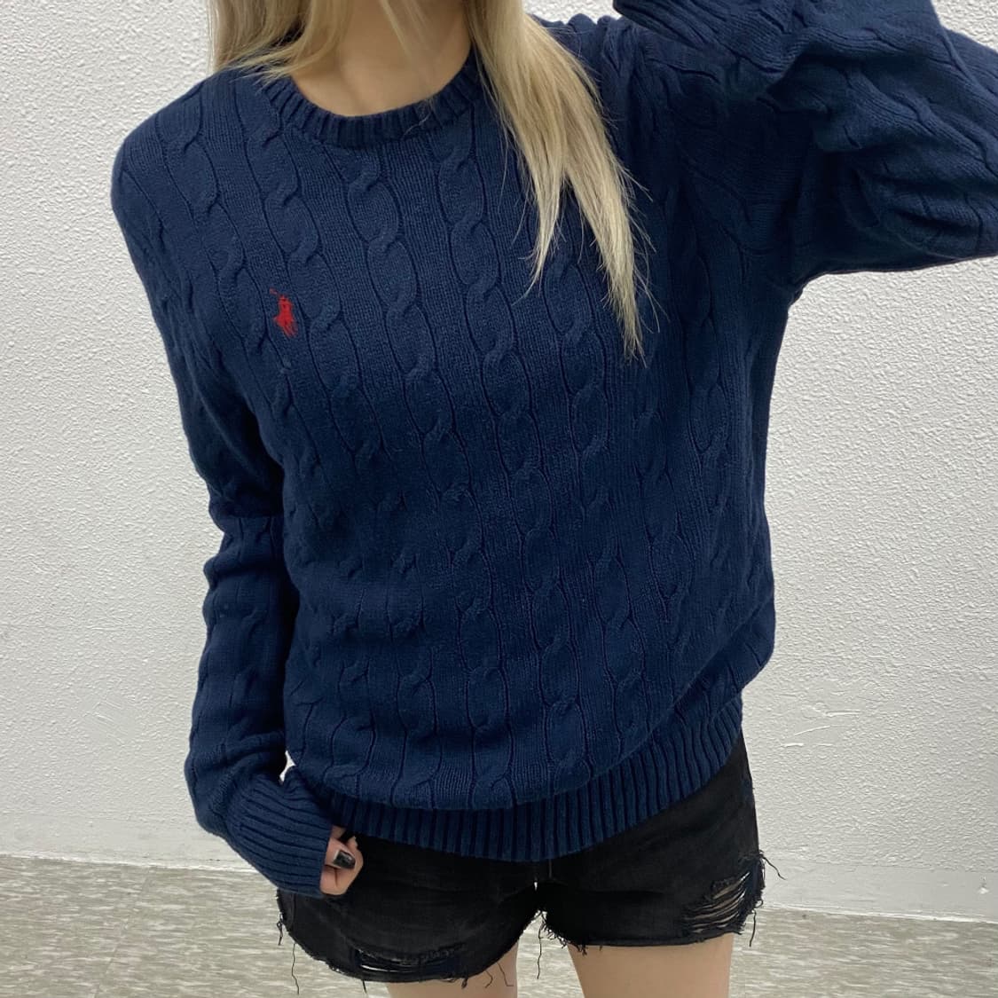 폴로 랄프로렌 레드포니 네이비 꽈배기 니트 M 상품이미지1