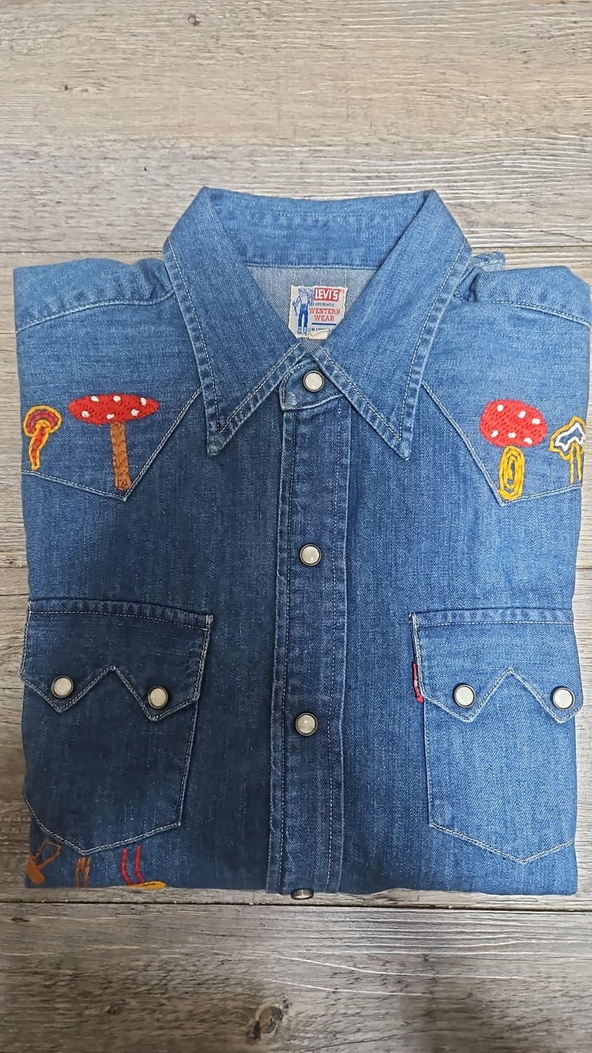 리바이스 LVC 1955 쏘우투스 데님 셔츠 버섯 자수 S 상품이미지3