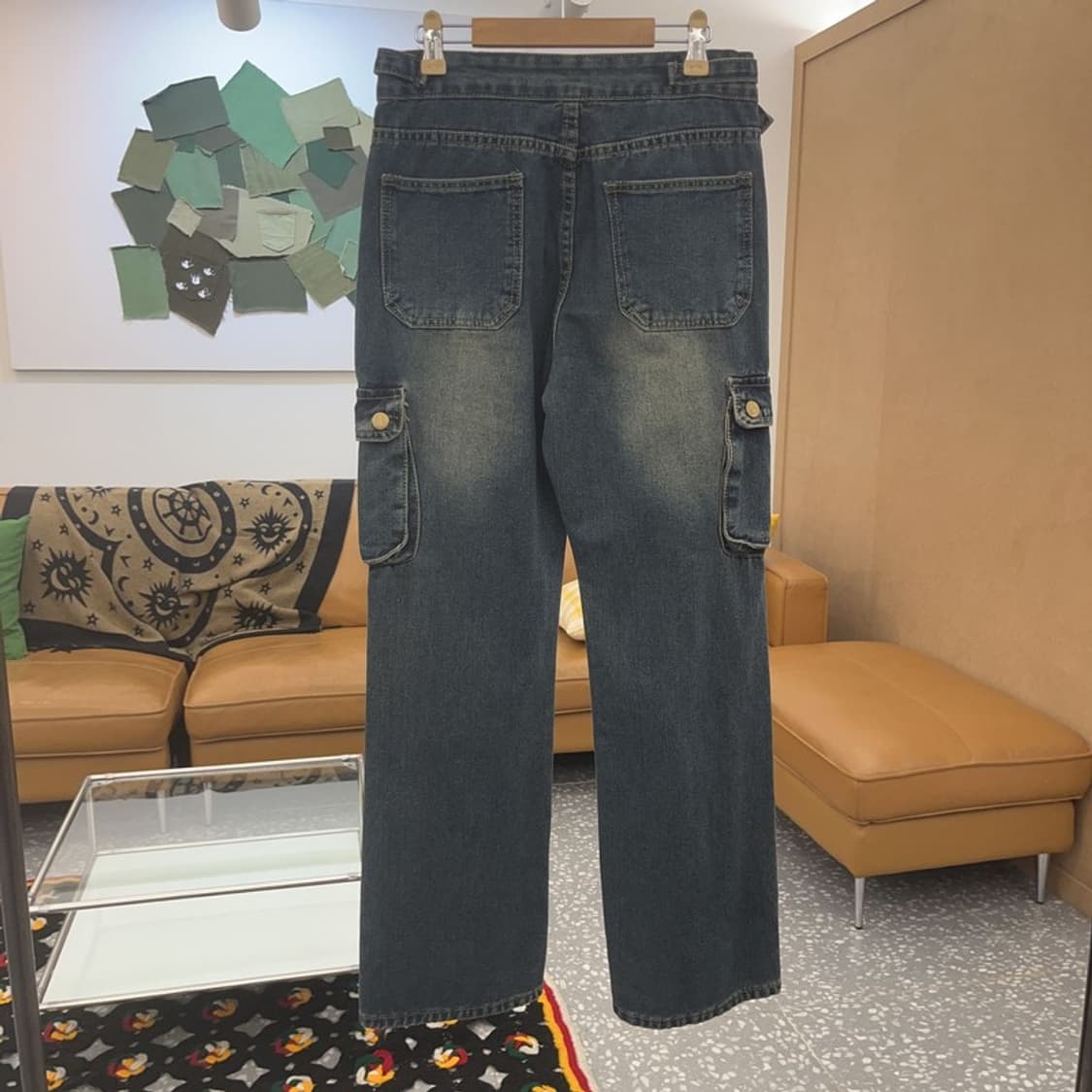 빈티지 Y2K 올드스쿨 빈티지 워싱 데님 카고팬츠 M C07835 상품이미지4