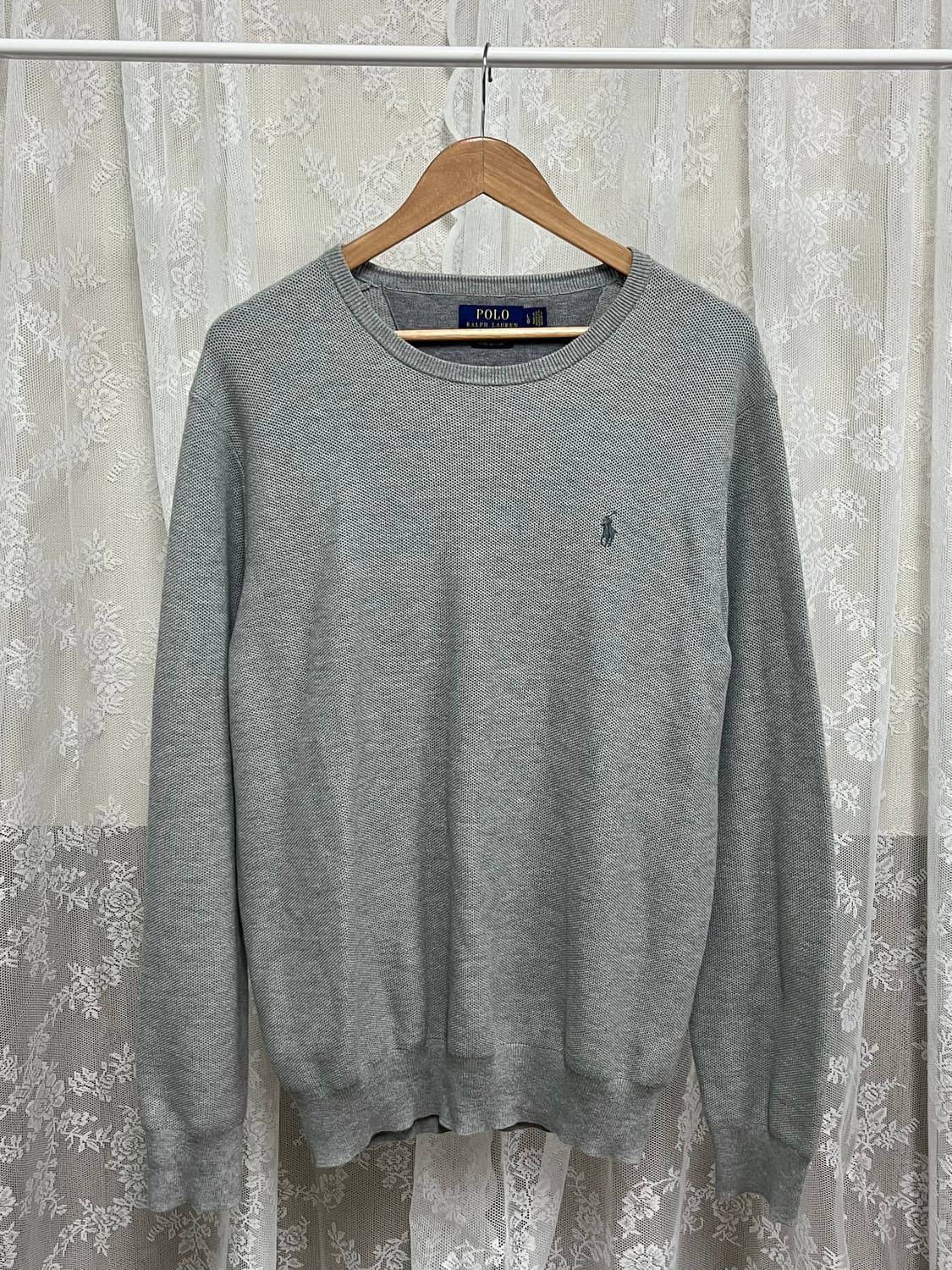 L) 폴로 랄프로렌 피마코튼 니트 맨투맨 그레이 상품이미지1