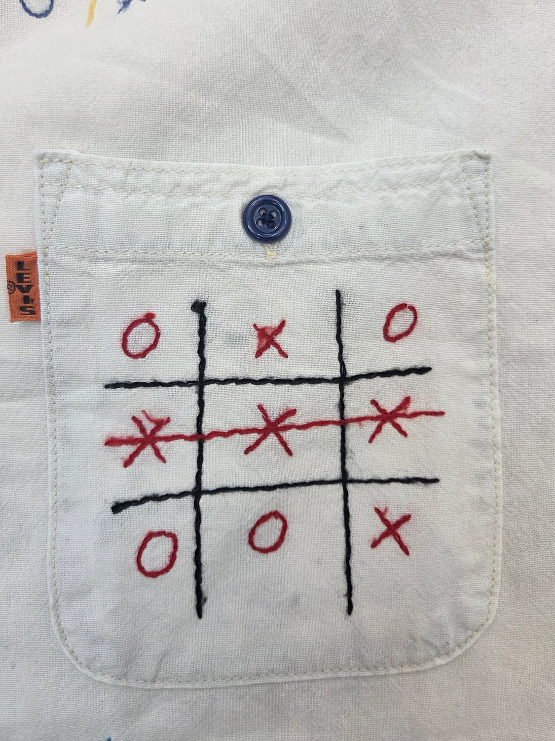 LVC 샴브레이 자수 하프 셔츠 상품이미지2