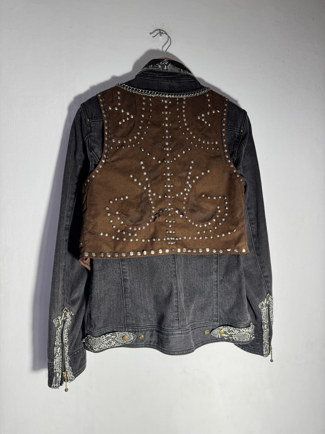 Mecca 스터드 체인 스웨이드 베스트 웨스턴 y2k 글램록 상품이미지4