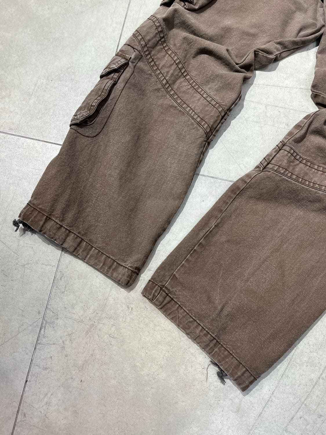 일본 빈티지 락펑크 카고 포켓 브라운 데님 카고 팬츠  상품이미지7