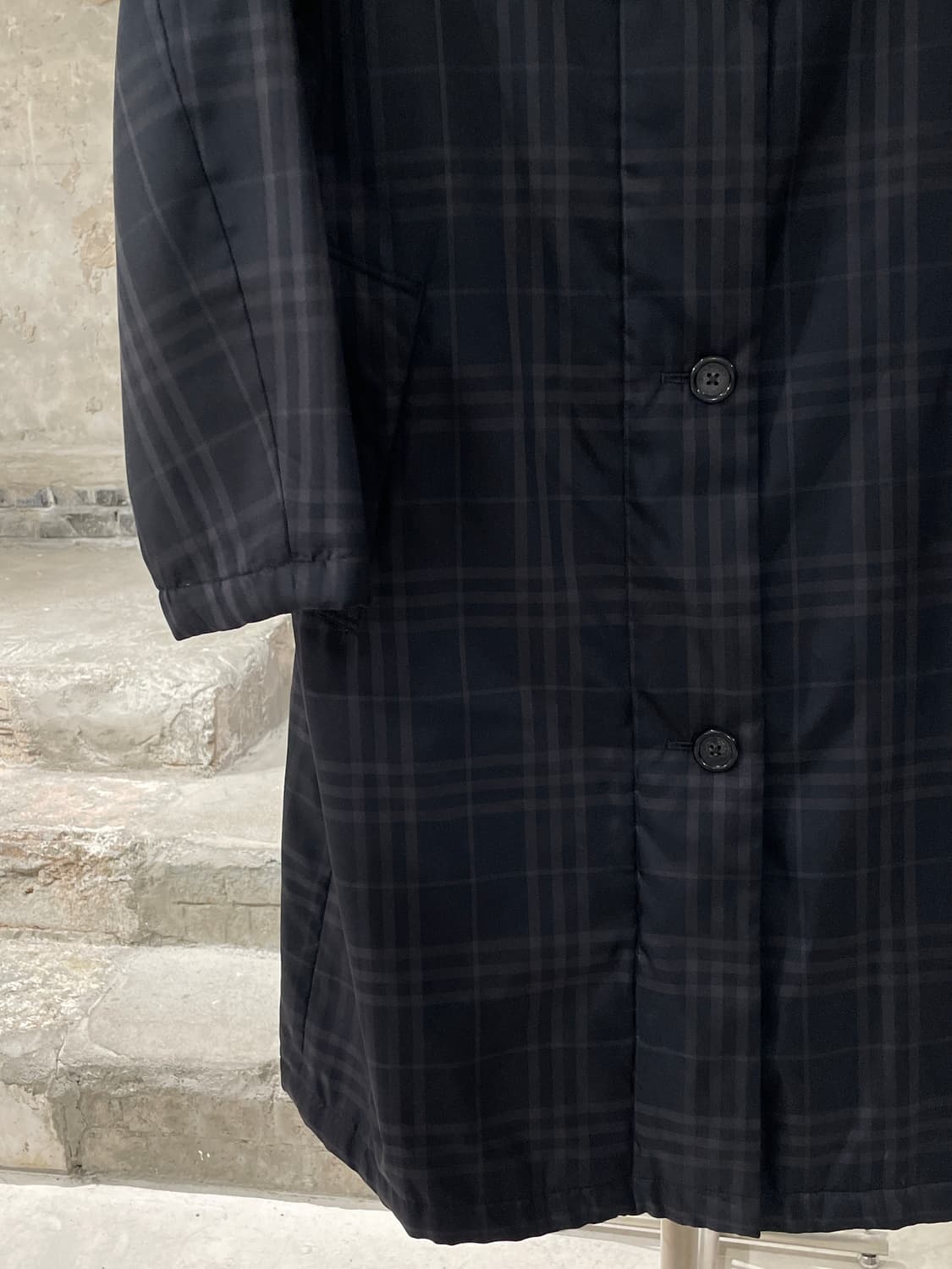 버버리 블랙 노바체크 히든 집업 버튼 폴리에스터 코트 상품이미지4