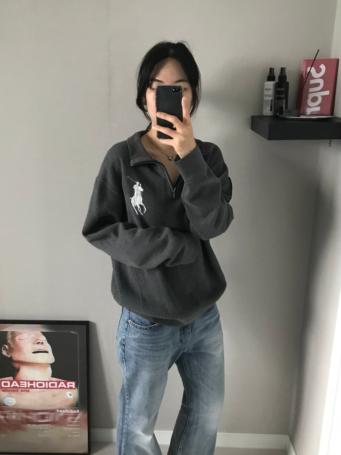 폴로 랄프로렌 빅포니로고 그레이 반집업 니트 상품이미지4