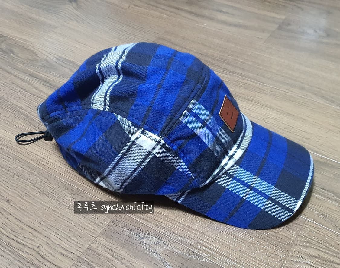 아크네 이모지 체크 볼캡 F 블루 코튼 모자 상품이미지6