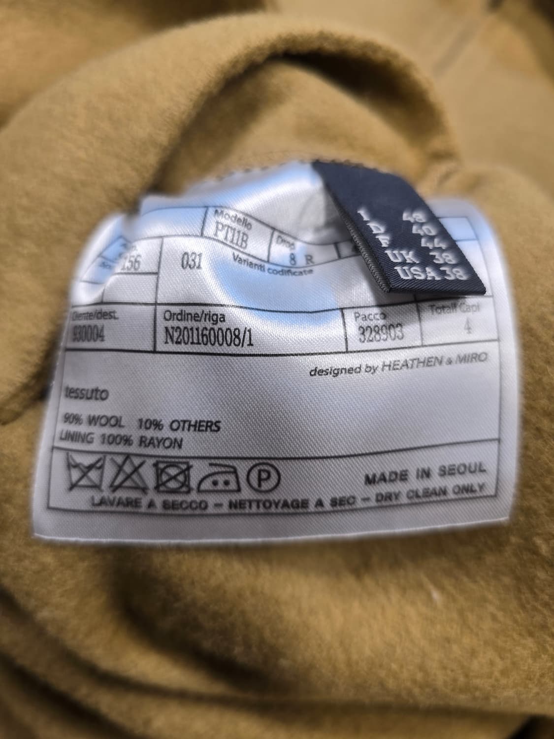 히든 앤 미로 핸드메이드 남성 울 자켓 숏코트 95 상품이미지9