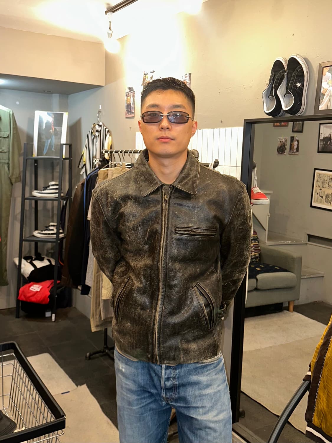 90’s Japanese Cow-leather aging jacket 상품이미지2