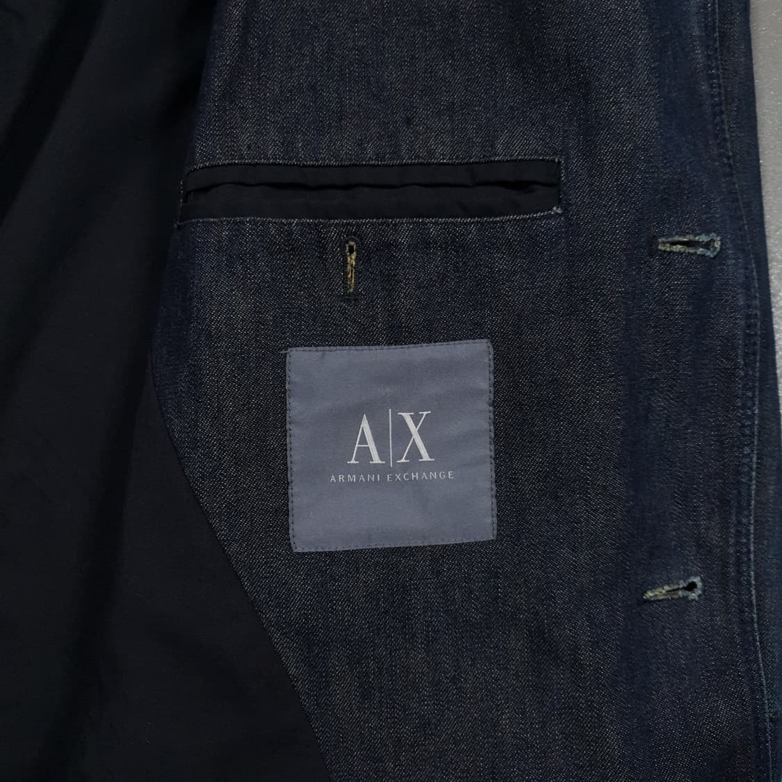 XL) 아르마니 익스체인지 테일러드 포켓 데님 블레이저 자켓 인디고 상품이미지9