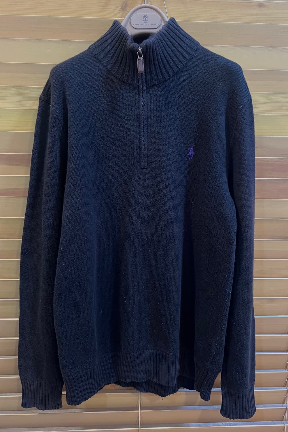 폴로랄프로렌 남성 블랙 반집업 코튼니트 상품이미지1