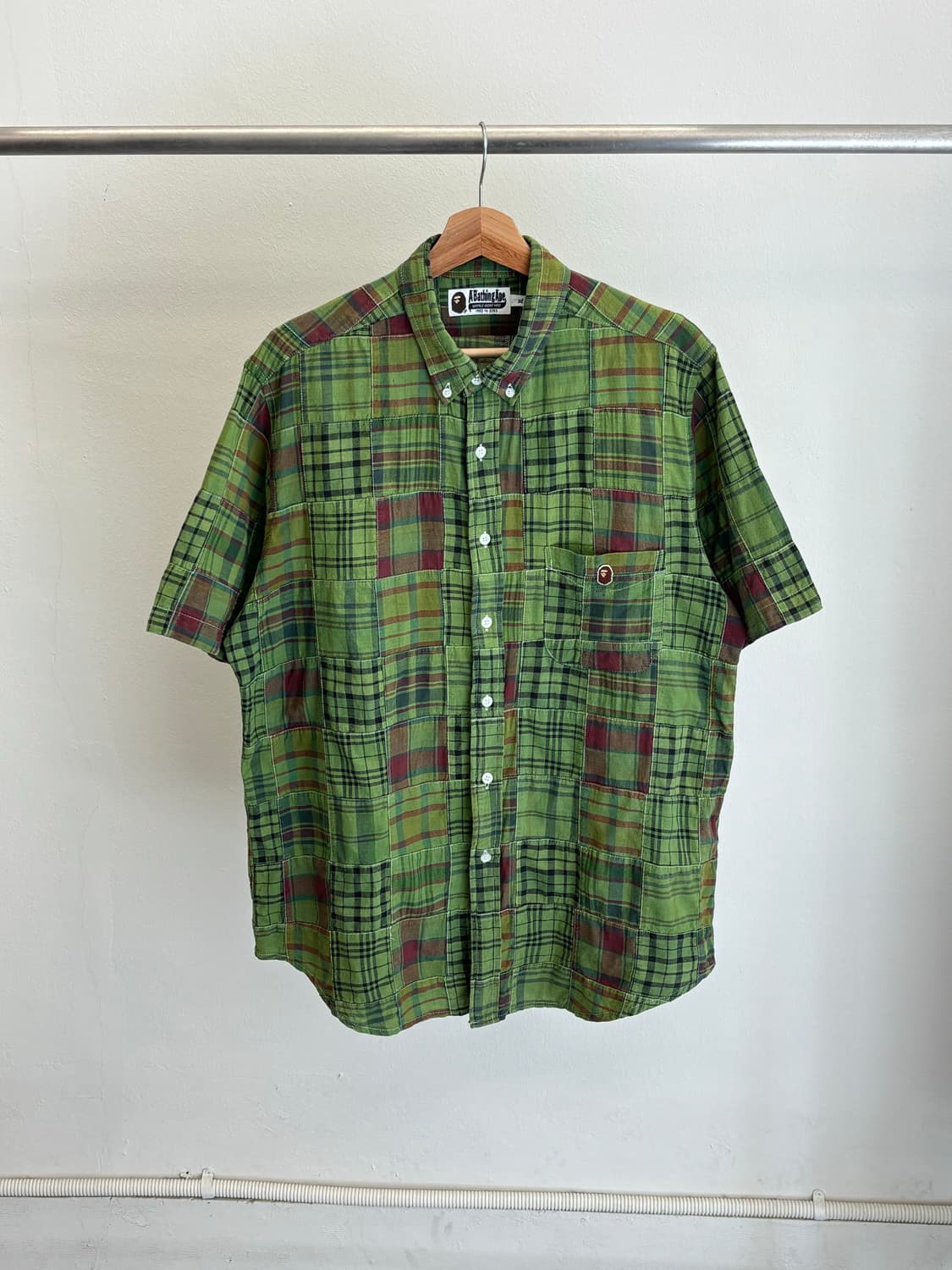 베이프 패치워크 반팔 셔츠 상품이미지1