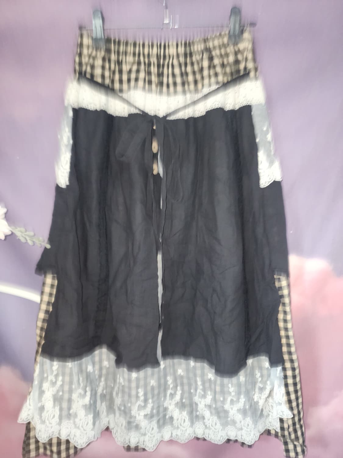 체크 레이스 스커트 상품이미지1