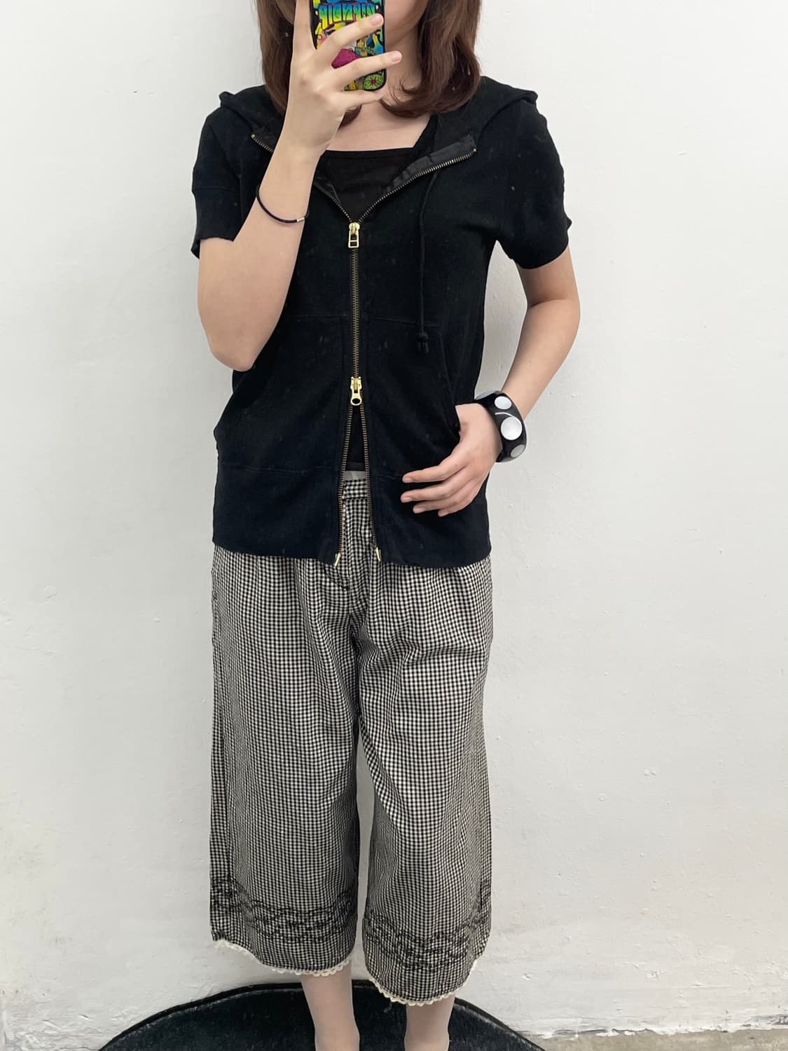 블랙 투웨이 하프 후드집업 상품이미지4