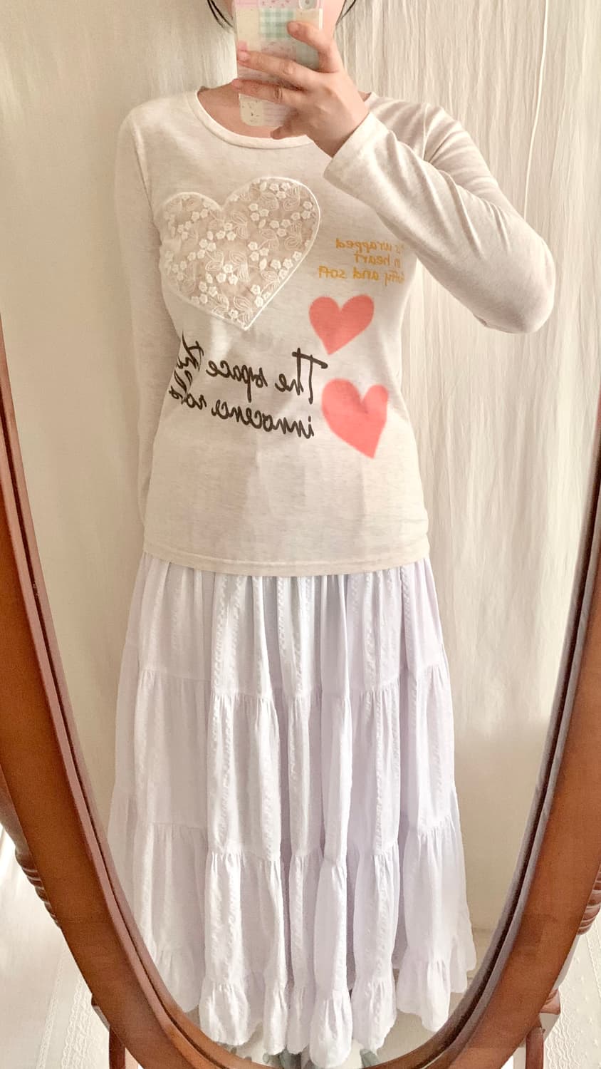 시네마클럽 레이스 하트 패치 티셔츠 상품이미지4