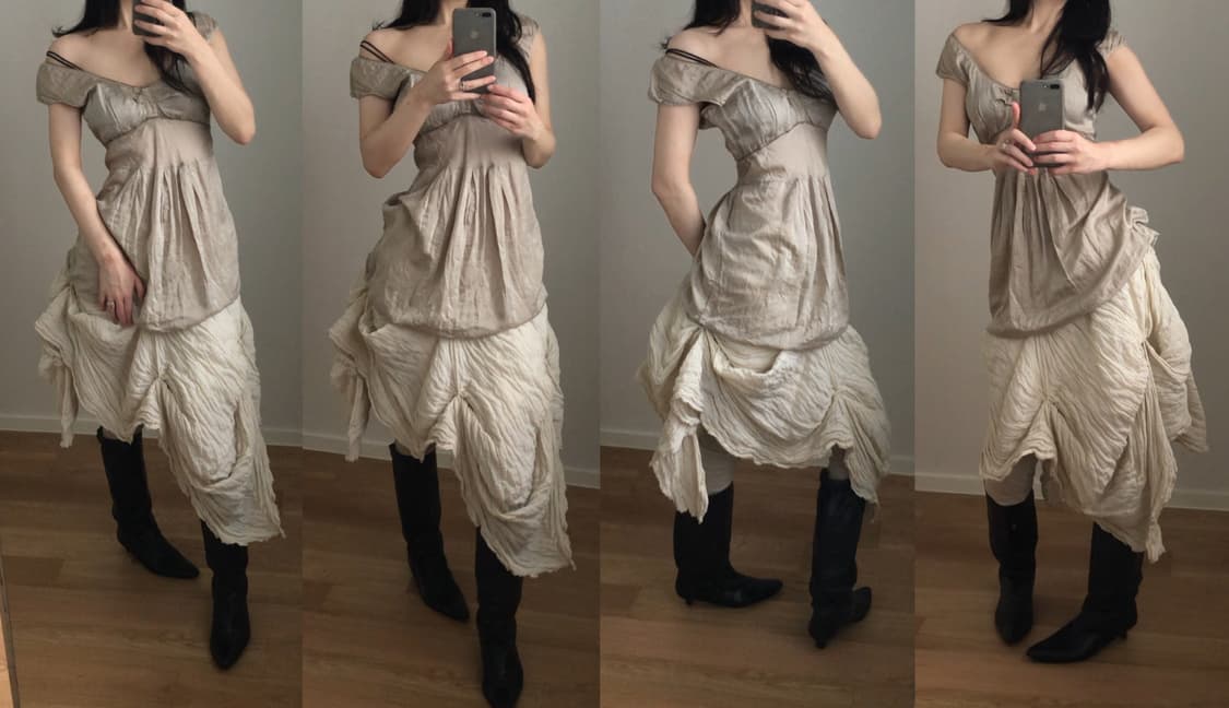 [직수입] 빈티지 코튼 실크 드레스와 스커트 2 set 상품이미지2