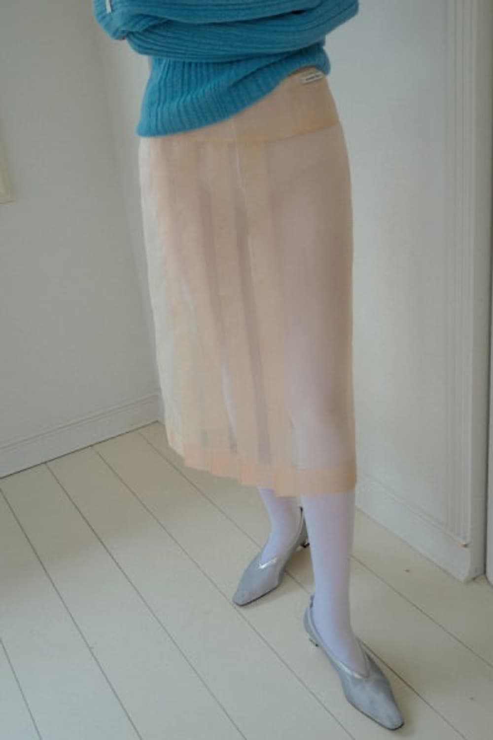 오버듀 플레어 오간자 플리츠 스커트 상품이미지1