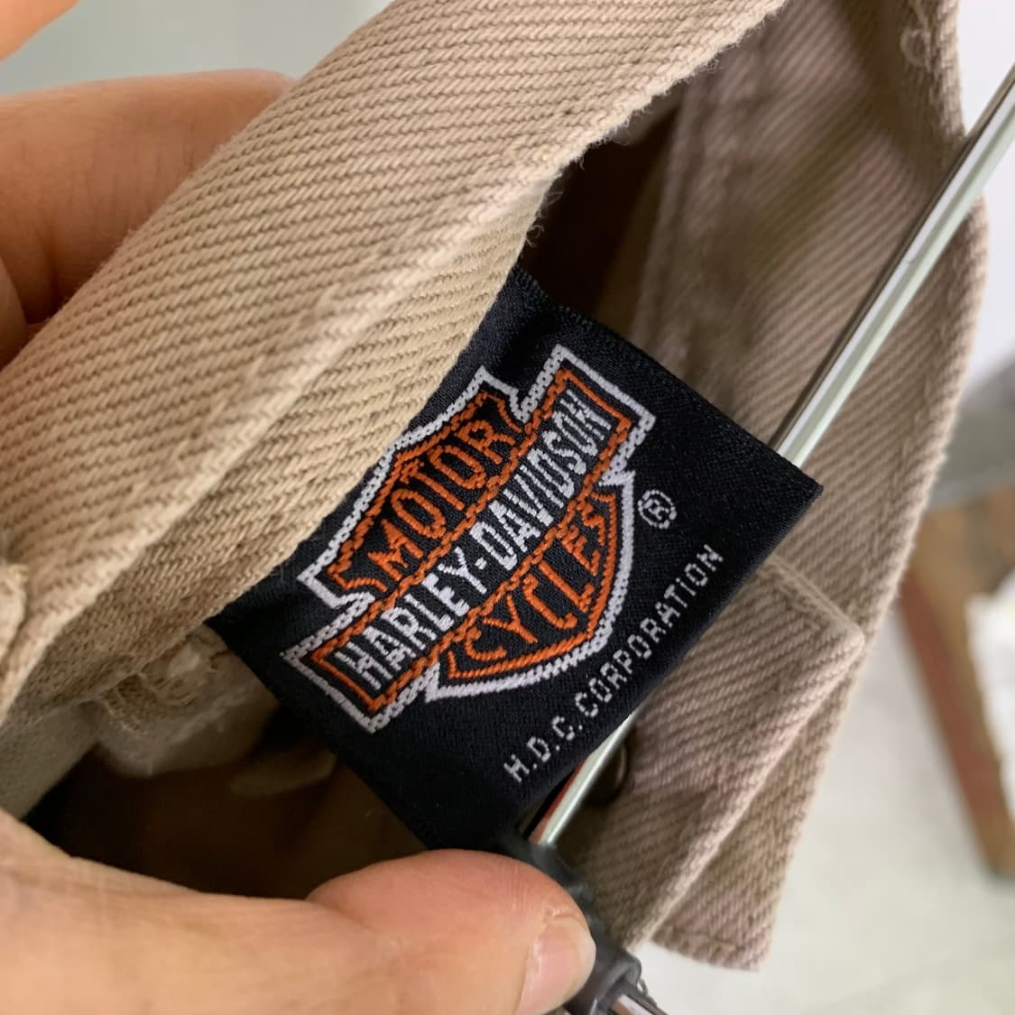 할리데이비슨 포켓 자수 빈티지 버뮤다 팬츠 카고바지 베이지 33인치 상품이미지6
