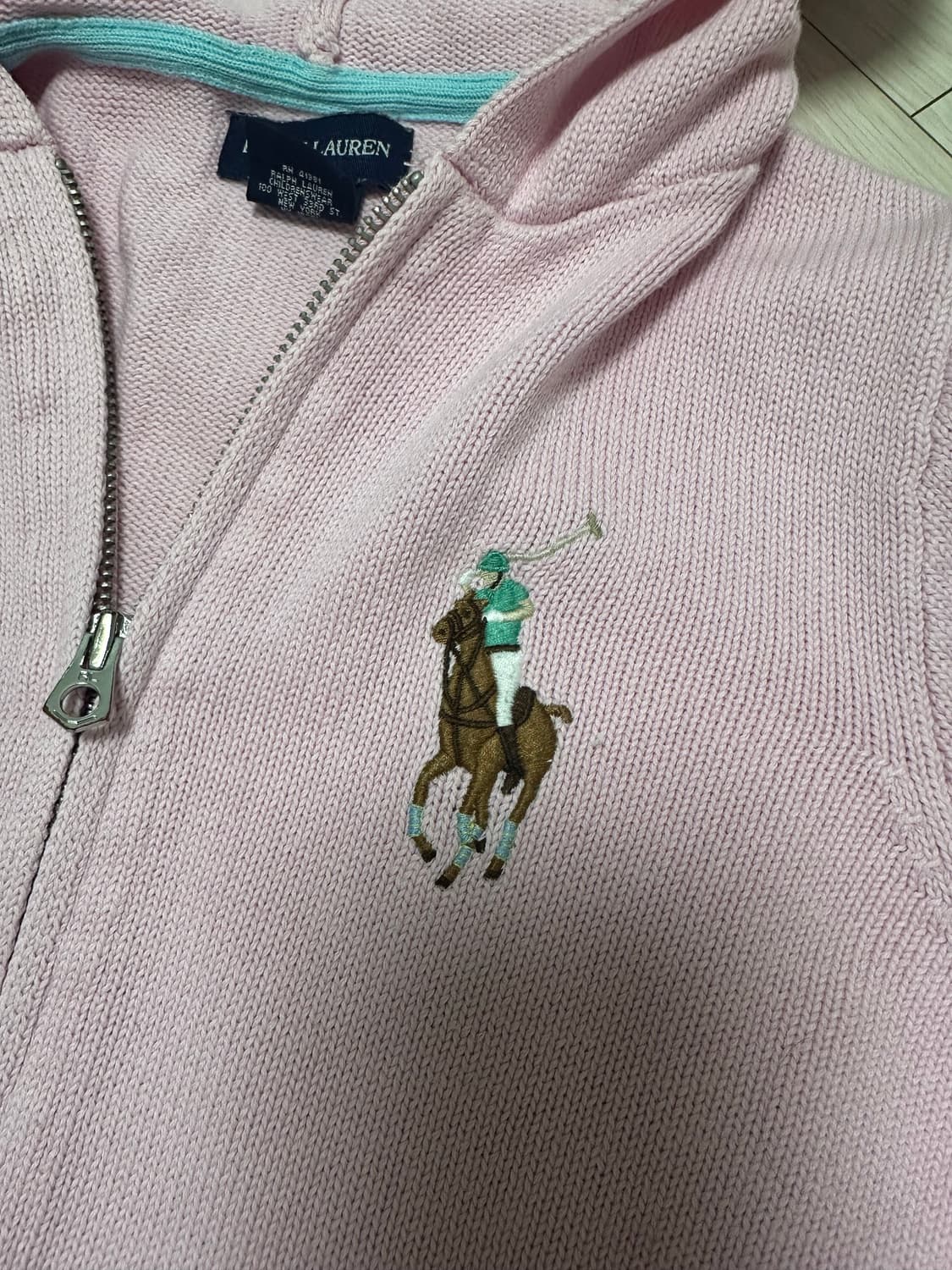 폴로 빅포니 핑크 후드니트집업 상품이미지4