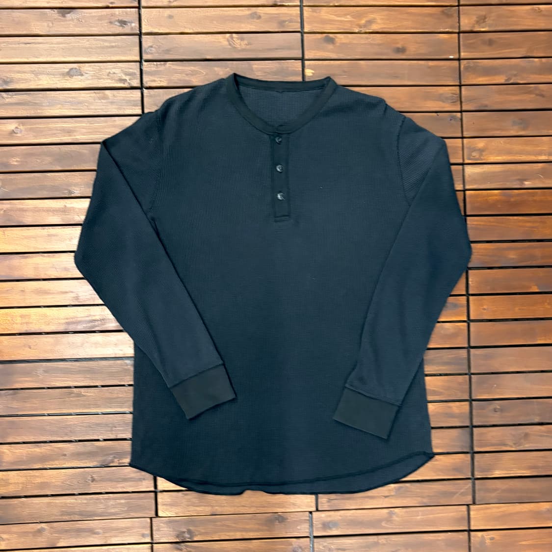 빈티지 와플 헨리넥 롱슬리브 티셔츠 (L) 상품이미지1