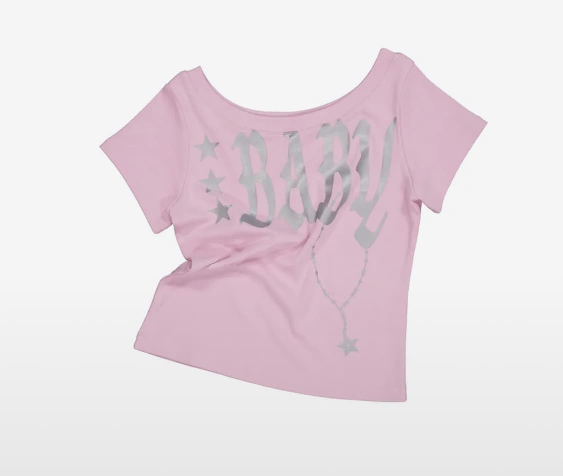 셋업이엑스이 BABY WIDE NECK TOP / PINK 상품이미지1